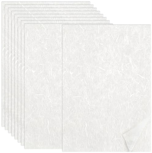 Lot de 100 feuilles de papier de mûrier A4 fait à la main Unryu Washi avec texture à fibres longues naturelles, semi-transparent, pour écriture, découpage, art et bricolage (29,7 x 21 cm)