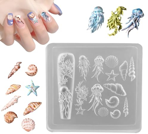Sea Nail Charm Form – Silikon manikyr snidningsverktyg, harts smyckestillbehör | Perfekt för heminredningshantverk Epoxi projekt Hållbar Återanvändbar
