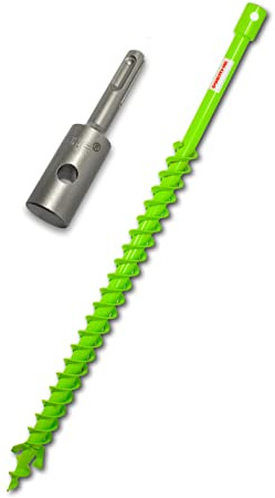 WERHE jordborr 40 mm, dubbelspiral, helstål, med SDS Plus adapter | precis borrspets för planteringar och staketstolpar, totallängd 80 cm, arbetsdjup 76 cm, kompatibel med borrmaskiner