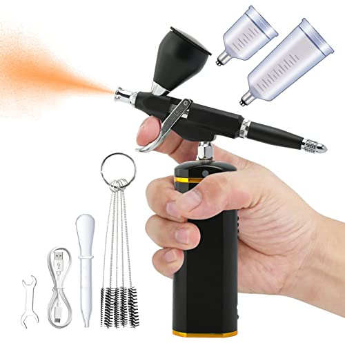 Ailao Airbrush Kit Mini Airbrush Kit Uppladdningsbar Trådlös Airbrush Kompressor Dual Action Handhållen Airbrush Gun