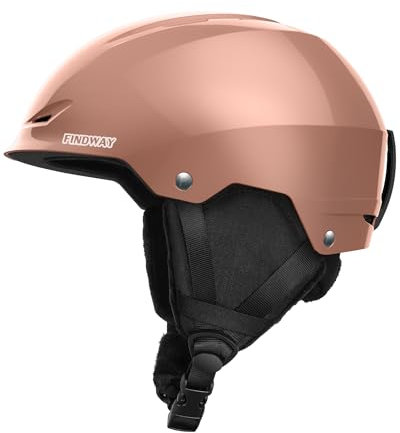 Findway Skihelm für Herren Damen,Unisex Schneesporthelm für Skifahren/Snowboard mit Belüftungssystem,Snowboardhelm für Erwachsener & Jugend,Roségold