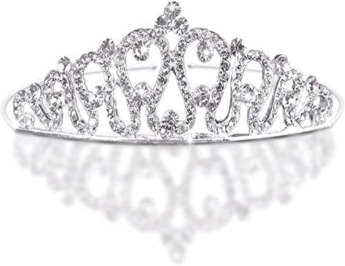Krone Tiara, Diadem Hochzeit Frauen Mädchen Strass Kopf Schmuck Kronprinzessin Stirnband Blumenmädchen Braut Brautjungfer Blume Kristall Herz Form Prinzessin Krone Stirnband Tiara kinder-X1