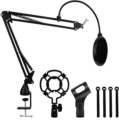 ASelected Microphone stand Boom Arm Mic Arm with 3/8 to 5/8 adapter with microphone stand anti-vibration stand Microphone stand microphone net all-metal rod strong load-bearing