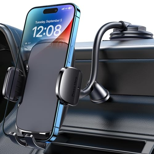 FESIYOYE Phone Mount for Car [6.2in Flexible Arm] Cell Phone Holder for Windshield Dashboard [Washable Strong Suction] Automotive Accessories Car Mount for iPhone Android Smartphone Universal Cradles
