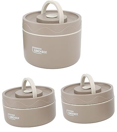 Goshyda Lonchera Aislada, Caja Térmica Portátil a Prueba de Fugas, Contenedores de Almuerzo Apilables Redondos de Acero Inoxidable 304 con Bolsa Térmica, para Adultos y Niños para