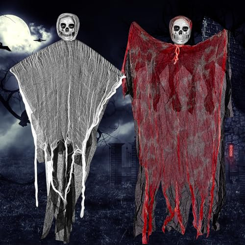 BBLTIFF 2 Piezas Halloween Decoracion, 90x50cm Halloween Decoraciones de Fantasmas de Esqueleto, para Casas Encantadas, Césped de Patio