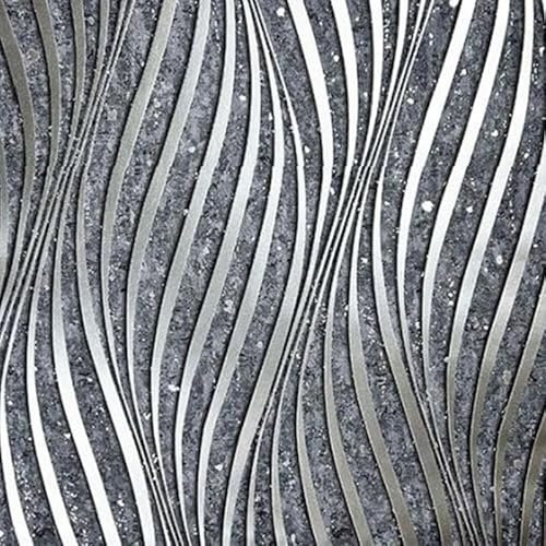 Snewvie Metal Corrugated Line Wallpaper Stripes Wave Textured Design Wallpaper for Living Room Bedroom TV Background Dining Room Lounge Hallway 950 * 53CM