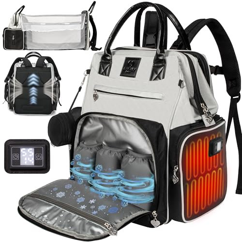 Award-Winning Baby Diaper Bag Backpack with Changing Station – Large Multifunction Waterproof Diaper Bag, Heated Bottle Pockets, Travel Baby Organizer Mom & Dad, Premium Baby Essentials, Newborn Gift