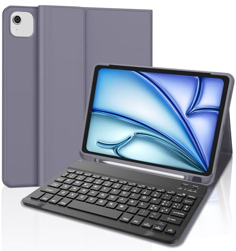 JADEMALL Tastiera iPad Air 11 M3/M2 2025/2024, Cover Tastiera per iPad Air 11 M3/M2 2025, Custodia con Italiano QWERTY Tastiera Bluetooth Rimovibile con Supporto Pencil, Viola
