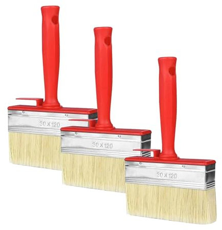 3 Stück Flächenstreicher Set, 120 x 30 mm Lasurpinsel Flachpinsel, Wandpinsel Malerpinsel Kunststoffgriff für Wand Möbel Zaun Holz Malen