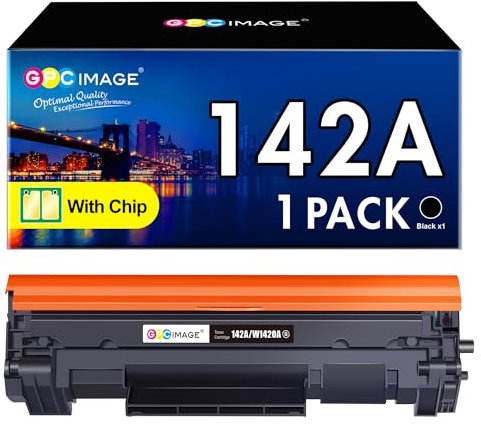 GPC IMAGE 142A mit Chip Tonerkartusche Kompatibel mit HP 142A W1420A 142X W1420X für HP LaserJet MFP M140w Toner LaserJet M110w M110 M140 M139w M139 (1er-Pack Schwarz)