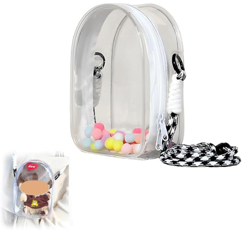 Transparent Case for Doll, Doll Protective Case, Plush Toys Bag for Mini Figures, Portable Doll Accessories Organizer with Zipper Closure, Used to Protect Dolls from Damage and Dust(Transparent)