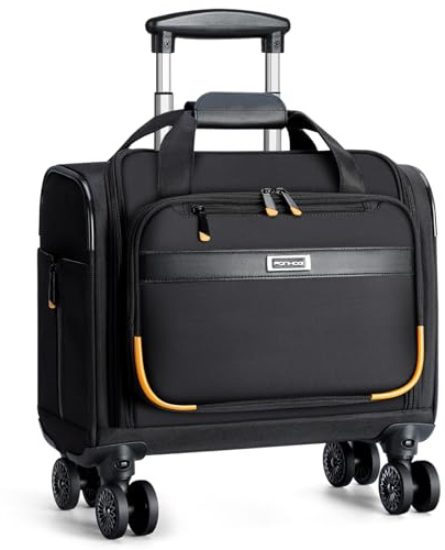 Ponhog Rolling Laptop Bag with 4 Detachable Spinner Wheels - Rolling Briefcase 17.3 Inch 1680D Nylon Water Resistant Trolley Bag on Wheels,Wheeled Computer Bag for Men and Women Work Travel,Black