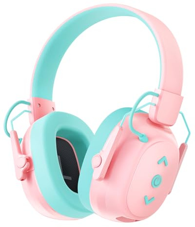Doohoeek Bluetooth Ear Defenders for Children, Kids Bluetooth 6.0 Headphones with 85dB Volume Limiter, 35H Playtime, Foldable Design & Passive Noise Cancelling, Pink