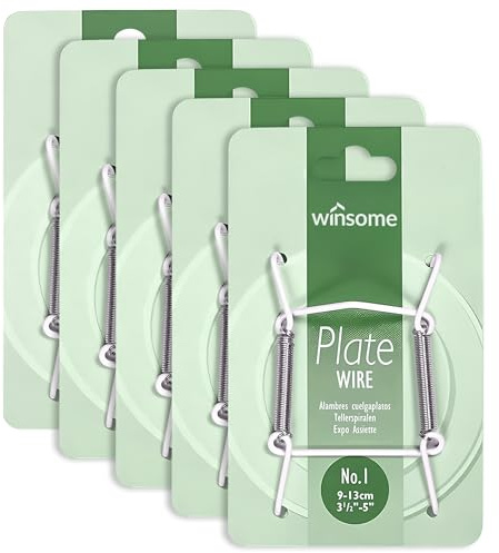 Appendipiatti invisibili per parete | Supporti decorativi per piatti con ganci a molla per appendere fili, adatto per appendere alla parete (Bianco, Dimensione piatto 9 - 13 cm - Confezione da 5)
