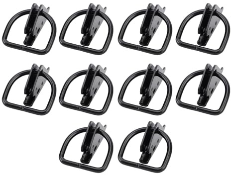 CHEOTIME Ancore di ancoraggio con anello a D, 10 pezzi Ancore zincate con anello a D nero E Track Carico di lavoro sicuro Ancore sicure per carichi pesanti 2500 libbre per il ri