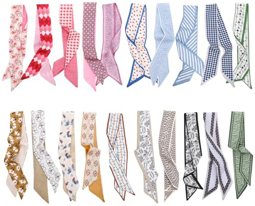 Zhamate 20Pcs Fashion Scarves for Women Multifunctional Purse Scarf Boho Neck Scarves for Headband Bag Hair Accessories Romantic Print