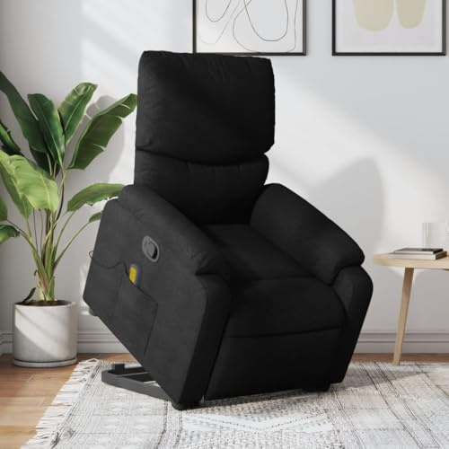 Hoopleep Fauteuil de massage électrique avec aide au relèvement, housse en tissu, massage vibrant à 6 points, fonction couchée manuelle, fauteuil de relaxation confortable, pour salon, chambre à