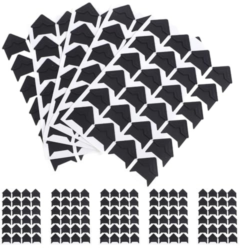 Amosfun Pegatinas para Esquinas de Álbumes de Fotos Adhesivas Negras, 24 Unidades por Hoja, 10 Hojas para Scrapbooking, Bricolaje y Decoración de Diarios Creativos