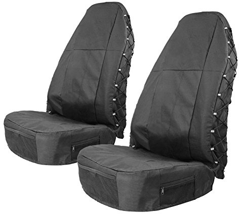 TIROL Waterproof Front Seat Covers High Back Seat Cover Bucket Seat Covers with Multi-Pockets for Semi Truck Cars Van SUV Pickup (Pack of 2)