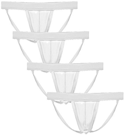 Summer Code herr atletisk support prestanda suspensoar elastiskt midjeband underkläder, 4-pack vit, M