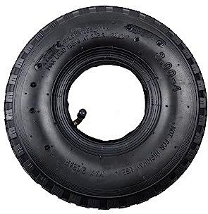 HKB® 1 Stück 2 PR Reifen Mantel Decke Ersatzrad mit Schlauch Winkelventil für Sackkarre Handwagen Bollerwagen Transportwagen Schubkarre Quad 3,00-4 260 x 85 mm Reifen Stollenprofil 1 Stück