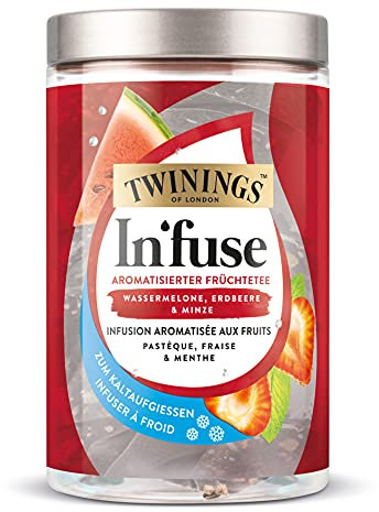 Twinings In’fuse Cold Tea für Wasser mit Geschmack nach Früchte-Tee (Wassermelone, Erdbeere und Minze) - Getränke Alternative ohne Zucker, ohne Kalorien zum Kaltaufgiessen, 30 g