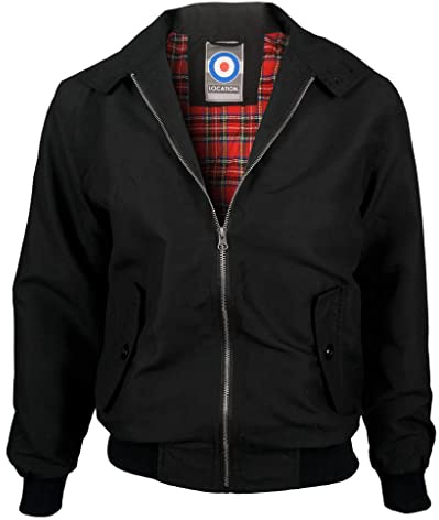 Location Tartan Lining Harrington Jacket (Black, 4XL 54-56)
