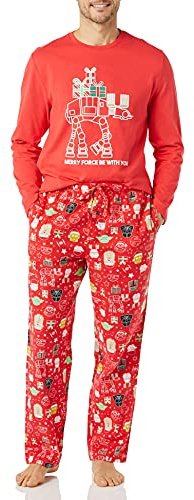 Amazon Essentials Disney | Marvel | Star Wars Men's Flannel Pyjama Sleep Sets, Star Wars Holiday - Mens, L