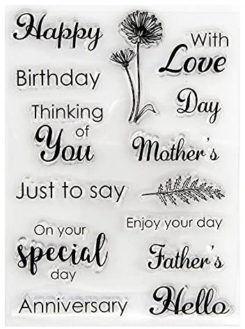 arriettycraft Sentiment Words Clear Stamps Happy Birthday Mother's Father's Day Anniversary Silicone Stamps for Card Making Decoration and DIY Scrapbooking