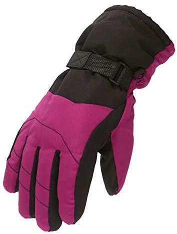 Skihandschuhe Kinder Winddichte Winterhandschuhe Wasserdicht Warm Fleece Handschuhe Mädchen Rutschfest Gloves Fingerhandschuhe Thermo Snowboardhandschuhe für Jungen 10-14 Jahre (Hot Pink, One Size)