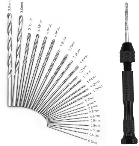 26-Piece Precision Pin Vise Hand Drill Set with Twist Drill Bits - Ideal for Craft Carving DIY, Woodworking, & Model Making(0.5-3mm Drilling Bits)