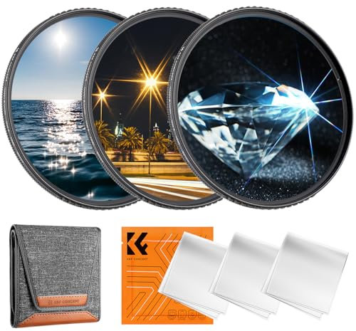 K&F CONCEPT 49mm Sternfilter 4 Punkte, 6 Punkte, 8 Punkte für Sternenlichteffekte (Nano-Klear)