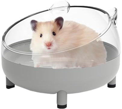 Meow&Woof Hamster-Sandbad-Behälter, großer Sandkasten, WC, Rennmaus, winziger Chinchilla-Staub-Badewanne, Sandbadewanne für Hamsterkäfig-Zubehör, 16,5 cm, Grau