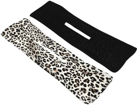 Healvian Diademas Pelo 2 Piezas Tamaño Mediano Diseño Lazo, Herramientas Flexibles Para Hacer Moños, Accesorios Para Mujer Uso Diario y Fiestas Color Negro y Estampado Leopardo