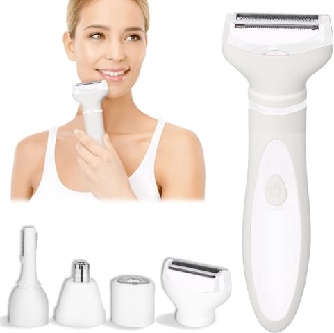 Beanify Electric Razors LED Display for Women Men, 2025 Wet/Dry Lady Shaver,4 in 1 Cordless Hair Remover with IPX7 Waterproof,Smooth & Silky Portable Bikini Electric Grooming Set (White)