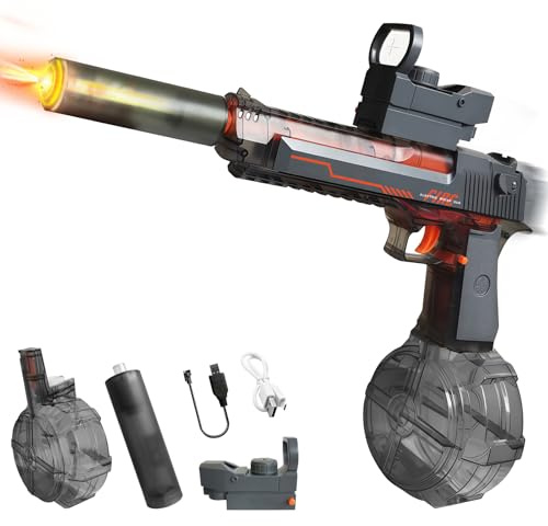 Tcxomino Super Electric Water Gun for Adults Kids with Muzzle Flash & Recoil Effect, Powerful 425CC High Capacity Automatic Squirt Guns Up to 32 FT Range for Swimming Pool Party Beach Outdoor Activity