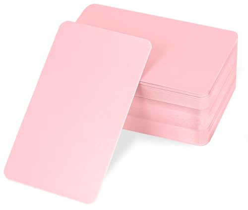 100PCS Small Blank Paper Message Note Business Cards 3.5x2'' Pink Paper Cardstock Mini Index Cards Greeting Place Name Vocabulary Word Flash Card Double Sided for DIY Gift Tags Label