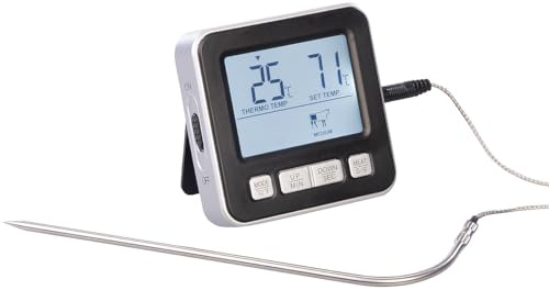 Rosenstein & Söhne termometro da forno: Termometro digitale per arrosti e forno, con timer, Gamma di misurazione 0-300 °C (per pesce, da cucina digitale, cottura)