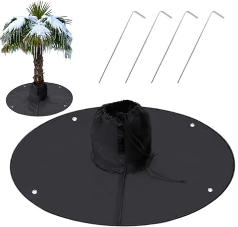 driattie Cubierta de protección contra heladas de raíz de árbol con 4 picos de tierra, protector de plantas de invierno para palmeras, cubierta aislante para raíces de jardín para retener el calor y