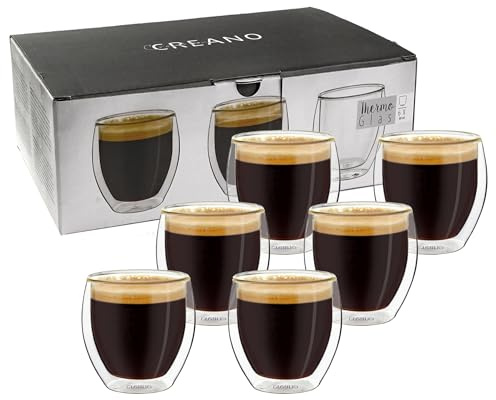 Creano Verres à expresso à double paroi 80 ml - lot de 6 - tasses à café - verres thermiques à effet flottant