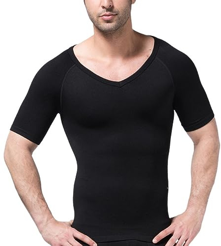 HLTYGWX Män Kompressionsskjortor Shapewear Brö Mage Kontroll Kroppsbantning Undertröja Träningsvä