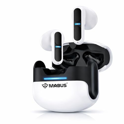 MABUS Auriculares Inalámbricos Bluetooth 5.3, Auriculares Gaming para Móvil y PC, Baja Latencia 50 ms, Micrófono con Cancelación de Ruido ENC, 21 h Autonomía