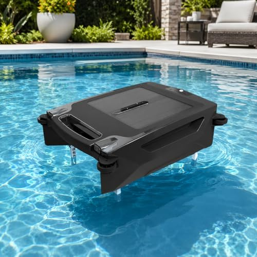 adeproptitysed Skimmer Solare per Piscina, Robot Pulitore Piscina Solare Senza Fili con Doppio Motore, Aspiratore Robotico per Piscine e Laghetti, 2 modalità di Pulizia, Batteria Ricaricabile 2500mAh