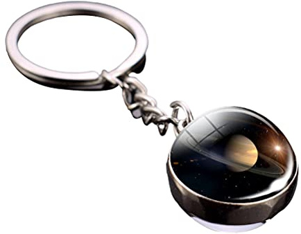Picysa Lysande Nyckelring Dubbelsidig Glaskulor Snygg Solar System Planet Nyckelring för Barn och Vänner Silver 20g
