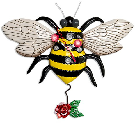 Allen Designs Buzz Whimsical Bee Pendulum Wall Clock