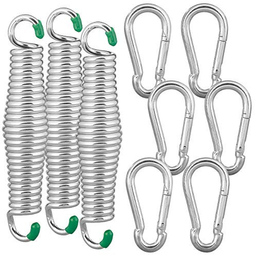 Semptec Urban Survival Technology Schaukelfeder: 3er-Set Schwingfedern für Hängesessel & -Matte, 6 Karabiner, bis 120kg (Aufhängefeder, Spezialfedern, Karabinerhaken)