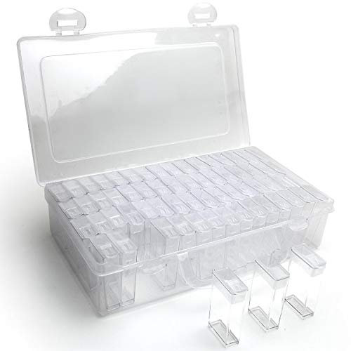 iGadgitz U7114 - 64 Behälter Home Diamond Painting Box Stickarbeit Diamond Painting Zubehör box Perlen - Durchsichtig