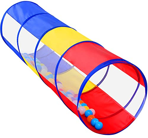 Kids Play Tunnel for Toddlers, Pop Up Crawl Through Tunnel Play Tent for Baby Infant Children or Dog with 2 Mesh Sides, Kids Tunnel Toys or Gift Indoor & Outdoor (Colorful Crawling Tunnel)