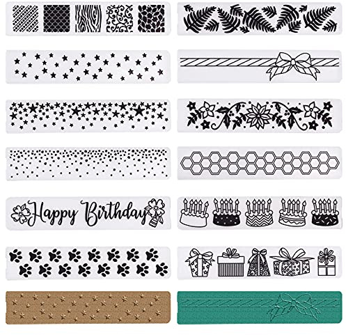 GLOBLELAND 12pcs Rectangle Baking Embossing Decoration Plastic Embossing Folders Plastic Templates templates Tools for DIY Craft Scrapbooking Photo Album Card Decoration